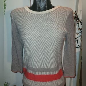 Telluride Clothing 100% Extrafine Merino Wool Striped Hem Sweater M